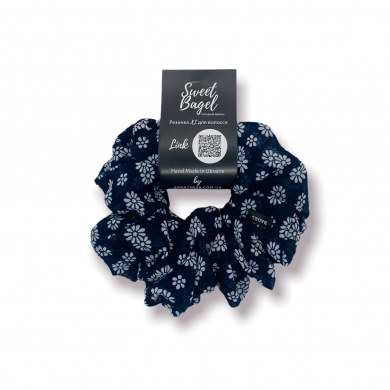 SWEET BAGEL XL Chiffon Scrunchie For Hair Dark Blue Chamomile
