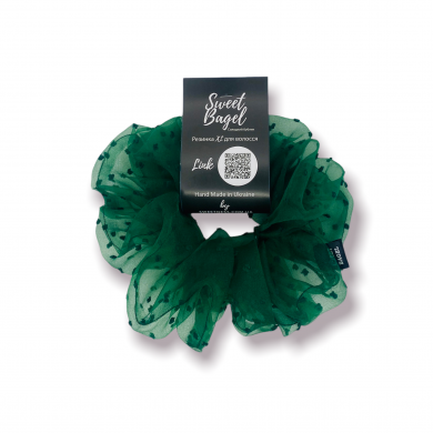 Шифонова скранч - резинка XL для волосся - Зелена вуаль