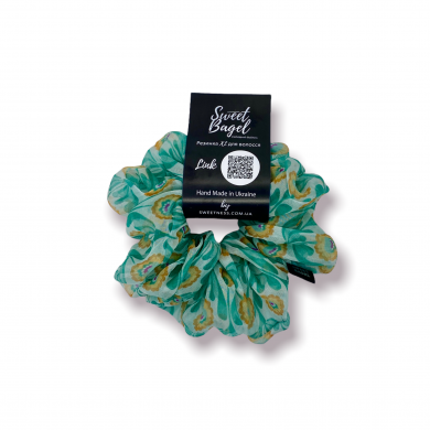 SWEET BAGEL XL Chiffon Scrunchie For Hair Peacock
